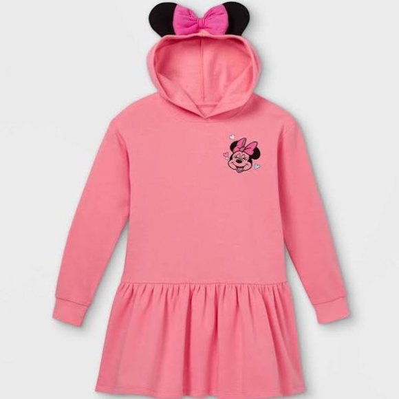 Disney Minnie Mouse Pink Hooded Dress, Girls' Size L (10/12) - Picture 1 of 4